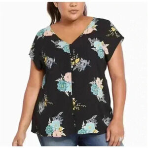 Torrid Floral Print Black Women’s Blouse Size 2X